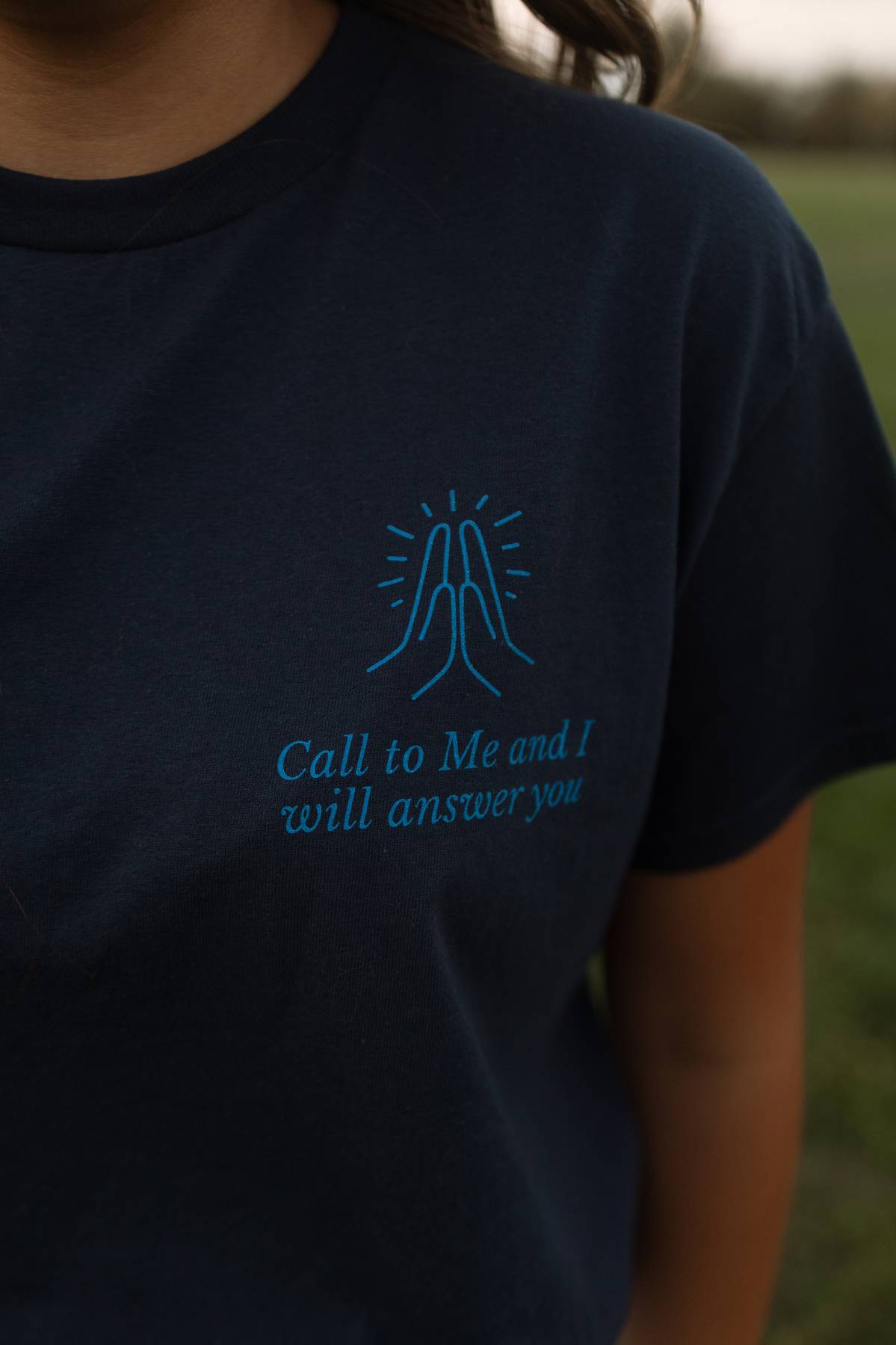 Call To Me Navy TEE